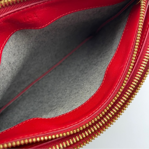 Celine trio crossbody leather messenger handbag in red size large - Picture 9 of 16
